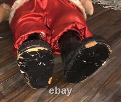 Antique Santa Claus Christmas Doll Figure 1920's Satin Outfit Fur Trim 25.5