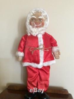 Antique Santa Claus Doll Red Satin Suit, Composition Boots