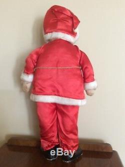 Antique Santa Claus Doll Red Satin Suit, Composition Boots