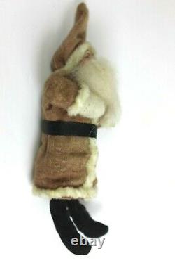 Antique Santa Claus Figure Clay Face Rabbit Fur Beard German