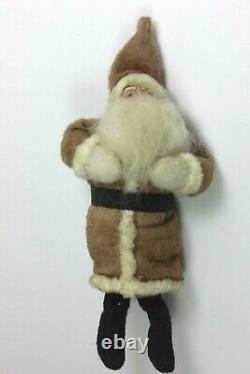 Antique Santa Claus Figure Clay Face Rabbit Fur Beard German