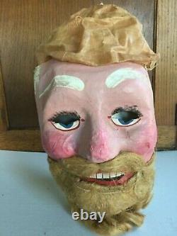 Antique Santa Claus Figure Papier Mache Mask Creepy Father Christmas C. 1900