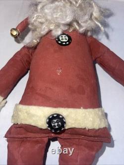 Antique Santa Claus figure/doll felt outfit 1920s paper mache face doll 13 VTG