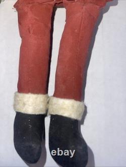 Antique Santa Claus figure/doll felt outfit 1920s paper mache face doll 13 VTG