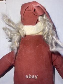 Antique Santa Claus figure/doll felt outfit 1920s paper mache face doll 13 VTG