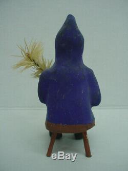 Antique Seated Cobalt Blue Belsnickle Santa Claus on Stool