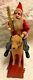 Antique Vtg Santa Claus Riding Cloth Covered Dog Pull Toy Christmas Decoration