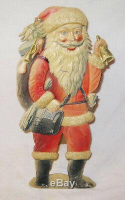 Antique Victorian 15 Santa Claus Cardboard Cut Out Germany Christmas Bell Bag