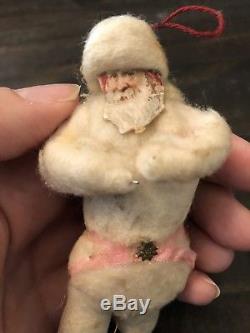 Antique Victorian Scrap Cotton Batting Santa Claus Christmas Ornament Figure