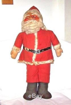 Antique Vintage 26 1/2 SANTA CLAUS Store Display Figure Mask Face Felt Clothes