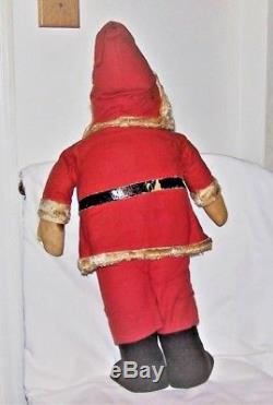 Antique Vintage 26 1/2 SANTA CLAUS Store Display Figure Mask Face Felt Clothes