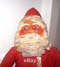 Antique Vintage 26 1/2 SANTA CLAUS Store Display Figure Mask Face Felt Clothes