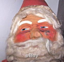 Antique Vintage 26 1/2 SANTA CLAUS Store Display Figure Mask Face Felt Clothes