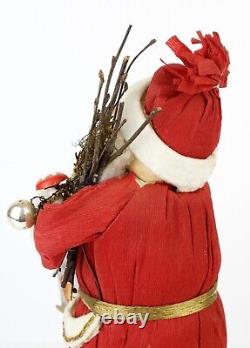 Antique Vintage GERMAN CHRISTMAS SANTA CLAUS 9.8 figure BELSNICKLE Crepe Paper