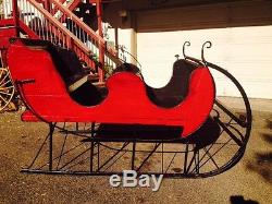Antique Wooden Life Size Christmas Santa Claus sleigh