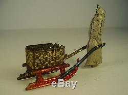 Antique very rare Penny Toy SANTA CLAUS with sleigh by Meier