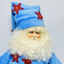 Artisanal Santa Claus In Pijamas Figure Signed Katherine Haney Christmas RARE