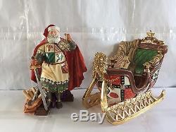 BELLA BISQUE THE NOBLE COLLECTION 2000 KNIGHT SANTA CLAUS With SLEIGH FIGURINE