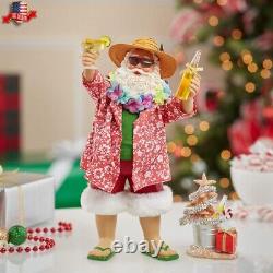 Beach Santa Claus Statue Christmas Xmas Figurine Holiday Cheer beer Home Deco