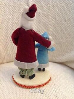 Beautiful Early 1900 Scene of a Little and Santa Clause Hand Painted Figure