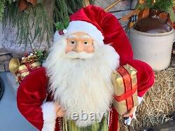 Beautiful SANTA CLAUS Figure with Gift, Horse & Bag of Toys Large 36 Figurine