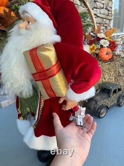 Beautiful SANTA CLAUS Figure with Gift, Horse & Bag of Toys Large 36 Figurine