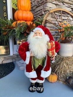 Beautiful SANTA CLAUS Figure with Gift, Horse & Bag of Toys Large 36 Figurine