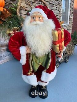 Beautiful SANTA CLAUS Figure with Gift, Horse & Bag of Toys Large 36 Figurine