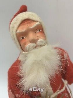 Belsnickle Antique German Santa Claus Christmas Plaster Felt Fur Beard Switch