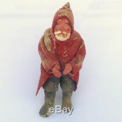 Belsnickle Primitive Antique German Santa Claus 8 Figure Christmas Plaster Felt