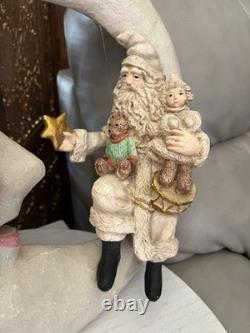 Bethany Lowe Crescent Moon Santa Claus Toys Hanging Christmas Decor 16 inch Rare