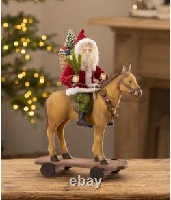 Bethany Lowe Santa Claus Riding Horse Pull Toy Christmas Vintage Style 15