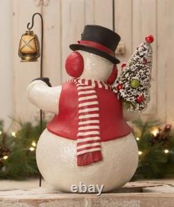 Bethany Lowe Snowman Stanley with Lantern Christmas Figure TJ4317 15 Tall