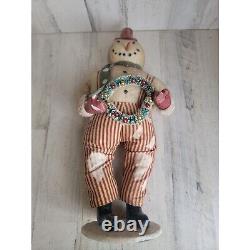 Bethany Lowe plush snowman wreath stripped pants xmas figure