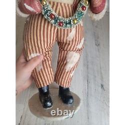 Bethany Lowe plush snowman wreath stripped pants xmas figure