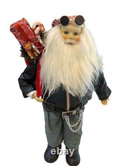 Biker Santa Claus Standing Statue Figure 18 Christmas Holiday Decoration