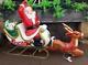 Blow Mold Santa Claus In Noel Sleigh With 1 Reindeer Christmas Yard Decoration