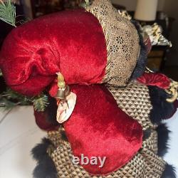 Bombay & Company LG Sitting Santa Claus Figurine Doll with Elves + Gifts EUC