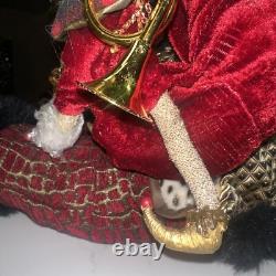 Bombay & Company LG Sitting Santa Claus Figurine Doll with Elves + Gifts EUC