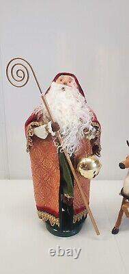 Byer's Choice The Carolers Father Christmas Santa Claus & Reindeer Figures Rare