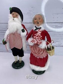 Byers' Choice The Calrolers 13 Candy Cane Santa and Mrs. Claus Holiday Figures