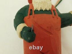 Carved Wood Santa Claus Fisherman Figure Statue Sculpture Waders