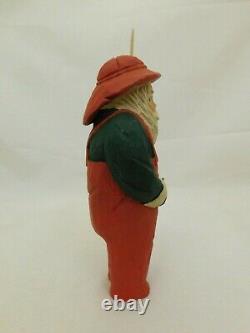 Carved Wood Santa Claus Fisherman Figure Statue Sculpture Waders