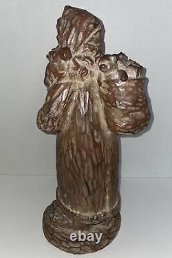 Ceramic Santa Claus Statue Figure 18 Christmas Decor Presents Toy Bag Long Coat