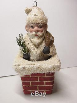 Christbaumschmuck Pappe Masse Santa Claus Weihnachtsmann Figur Skulptur um 1930