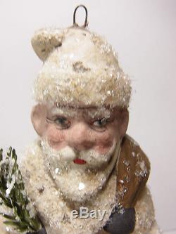 Christbaumschmuck Pappe Masse Santa Claus Weihnachtsmann Figur Skulptur um 1930