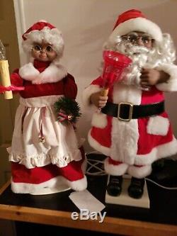 Christmas Animated African American Mr. And Mrs. Santa Claus Very Rare 24 Works