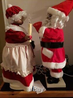 Christmas Animated African American Mr. And Mrs. Santa Claus Very Rare 24 Works
