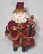 Christmas Animated Musical Santa Claus Cello Playing Figure'silent Night' Nwob
