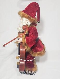 Christmas Animated Musical Santa Claus Cello Playing Figure'Silent Night' NWOB